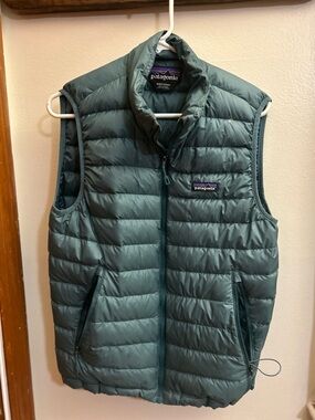 Patagonia Teal Blue Quilted Down Vest